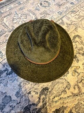 Altar'd State Men's Olive Fedora with Brown Trim